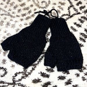 Black Sparkly Winter Fingerless Gloves